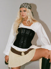 Oscuro Longline Mesh Corset Top Black