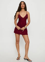 Tanisha Drop Neckline Mini Dress Red