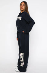 Daydreamers Madeline Wide Leg Sweatpants Navy