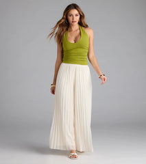 Feel The Vibes Halter V-Neck Crop Top