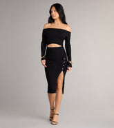 Fireside Flirt Off-The-Shoulder Midi Dress