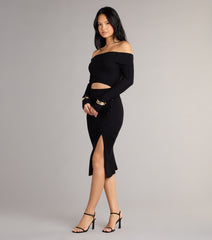 Fireside Flirt Off-The-Shoulder Midi Dress
