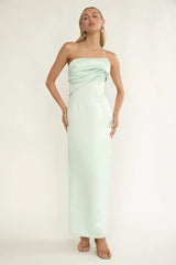 Fleur Sky Strapless Pleat Bust Maxi Dress Mint