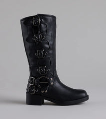 Totally Edgy Buckled Square Toe Boots