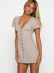 Loveliness Playsuit Brown Check