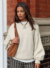 Harmony Balloon Sleeve Knit Sweater Beige