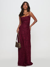 Celena Maxi Dress Burgundy Burnout