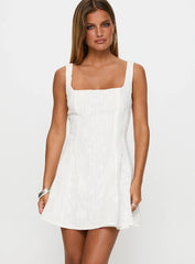 You Can Embroidered Mini Dress White