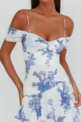 Veda Off-Shoulder Maxi Dress Floral Blue