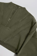 Acid Wash Cropped Sweatshirt in Light Green