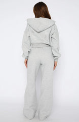 Stay Lifted Wide Leg Sweatpants Dark Grey Marle