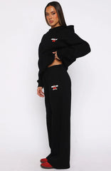 Club 14 Cassie Wide Leg Sweatpants Black