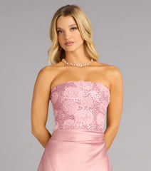 Sweet Intentions Satin Rosette Sequin Mini Dress