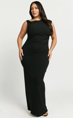 Genie Maxi Dress - Off The Shoulder Dress in Black