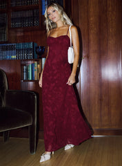 Leading Lady Sweetheart Maxi Dress Red Floral Burnout