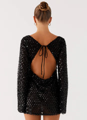 Edessa Sequin Mini Dress - Black