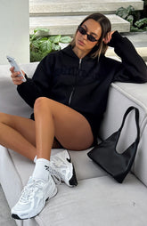 From The Archives Lexi Boxy Zip Front Hoodie Black