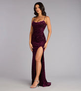 Ashlie Velvet Burnout Lace-Up Formal Dress