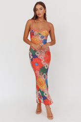 Girl Power Lace Strap Maxi Dress Orange