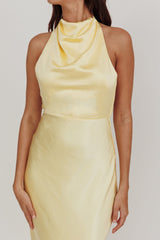 Gelato Pearl Strap Halter Maxi Dress Butter