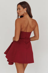 Minnesota Strapless Mini Dress Wine