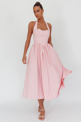 Get My Attention Halterneck Maxi Dress Pink
