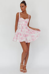 Get My Attention Off-Shoulder Mini Dress Floral Pink