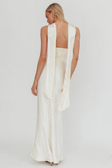 Navi Strapless Laced Back Maxi Dress Oyster