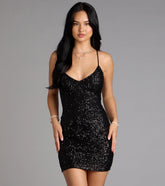 All Eyes On You Sequin Lace-Up Mini Dress