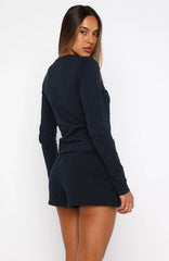 Daydreamers Madeline Long Sleeve Baby Tee Navy