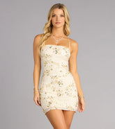 Garden Glam Beaded Mesh Mini Dress