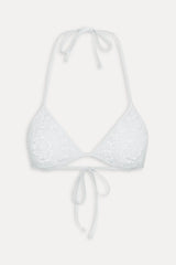 Hudson Crochet Triangle Bikini Top - White