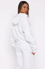 From The Archives Kenzie Boxy Zip Front Hoodie Grey Marle