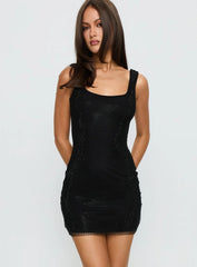 Epiphanies Net Mini Dress Black Shimmer