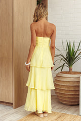Top It Off Strapless Frill Trim Maxi Dress Butter