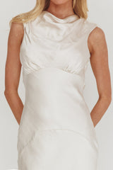 Cheers To You Cowl Back Maxi Dress Oyster