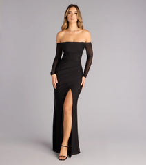 Elara Off Shoulder Slit Mermaid Formal Dress
