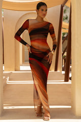 Barzilio | Ombre Long-Sleeve Bodycon Maxi Dress