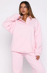 Chill Moves Oversized Henley Sweater Pink