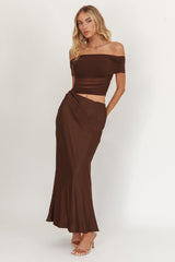 Lorely Off-Shoulder Midi Dress Chocolate