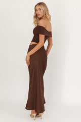 Lorely Off-Shoulder Midi Dress Chocolate
