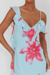 Sun Lover Ruffle Trim Maxi Dress Lily Blue