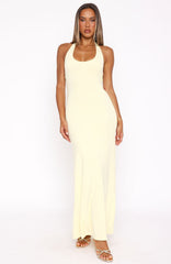 Took A Chance Halter Maxi Dress Lemon
