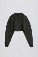 Acid Wash Cropped Sweatshirt in Ash