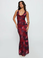 Vixyn Halter Maxi Dress Red Multi