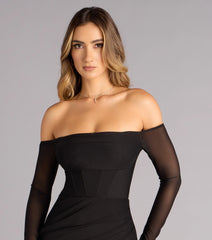 Elara Off Shoulder Slit Mermaid Formal Dress