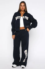 Daydreamers Madeline Wide Leg Sweatpants Navy