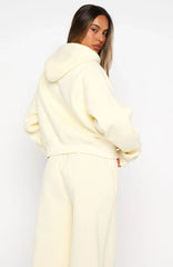 Daydreamers Madeline Boxy Zip Front Hoodie Lemon