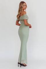 Silver Moon Off-Shoulder Maxi Dress Sage
