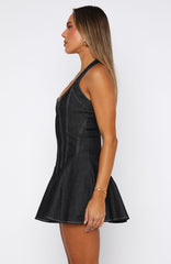 Looking At Me Halter Mini Dress Dark Indigo